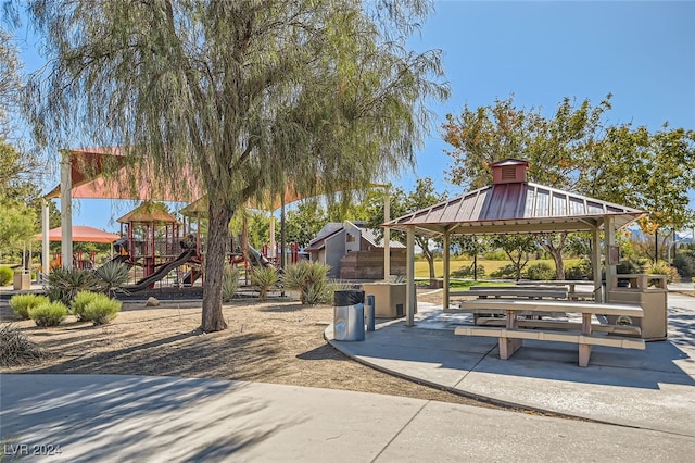 view of property's community with a gazebo and a playground