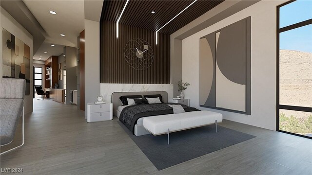 bedroom featuring light hardwood / wood-style flooring