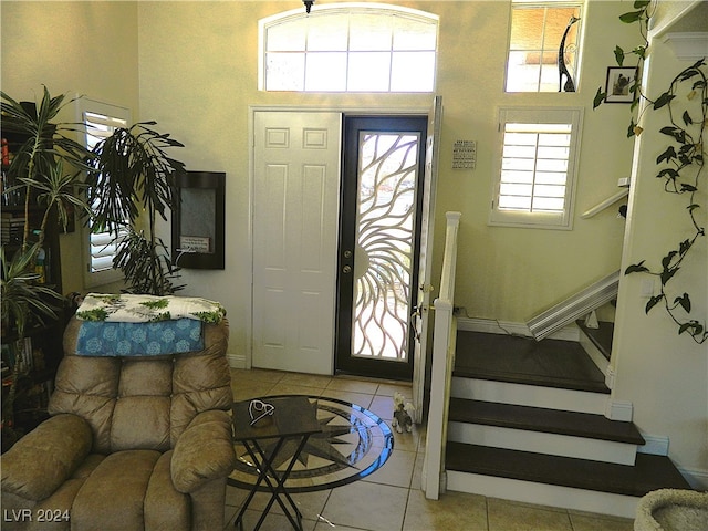 view of tiled foyer entrance