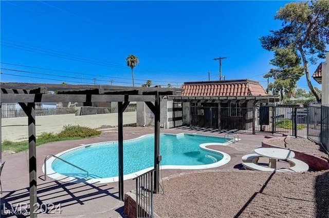 view of swimming pool with a patio