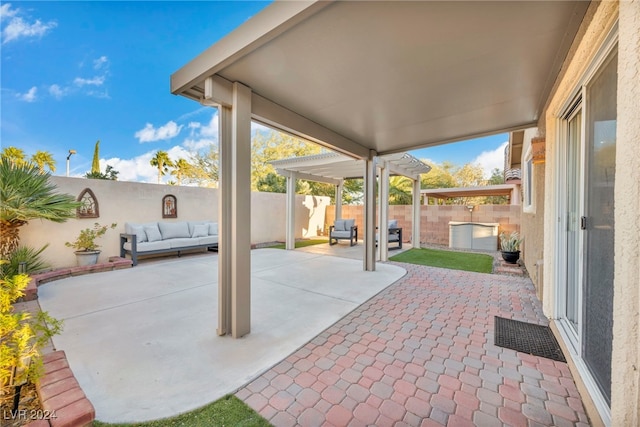 view of patio featuring an outdoor living space