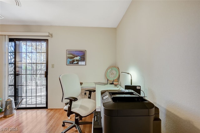 home office featuring light wood-type flooring