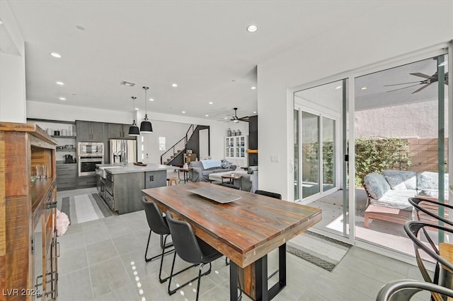 view of tiled dining room