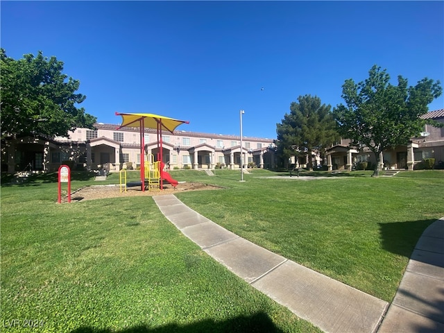 view of yard with a playground