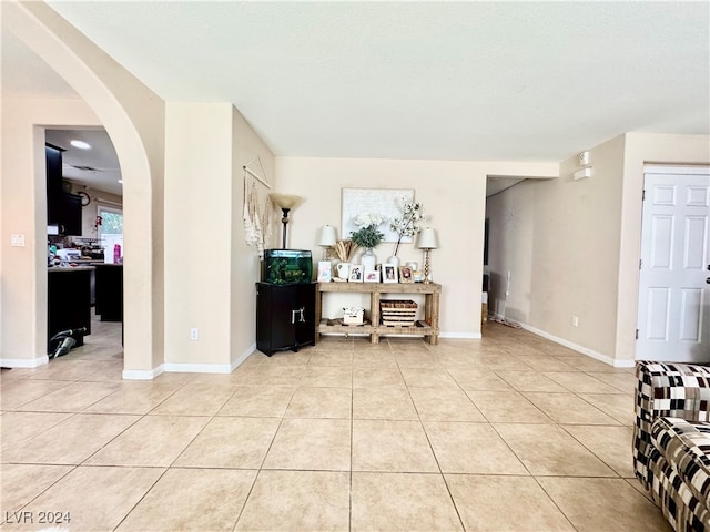 interior space featuring light tile patterned floors