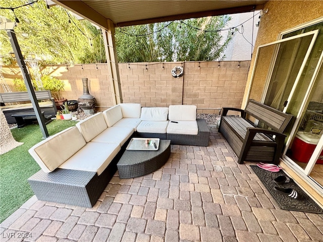 view of patio with an outdoor living space