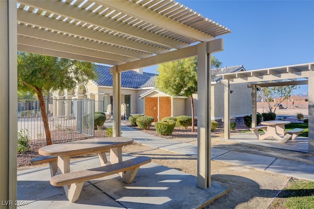 view of patio featuring a pergola