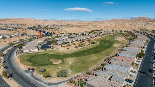 drone / aerial view featuring a mountain view