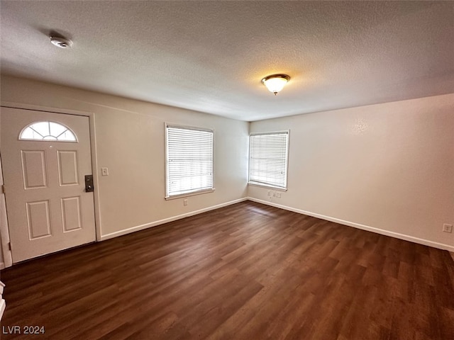 entryway with plenty of natural light, dark hardwood / wood-style flooring, and a textured ceiling