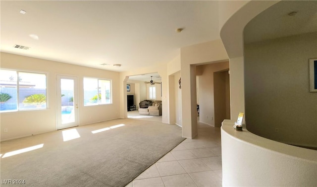 interior space featuring light tile patterned floors