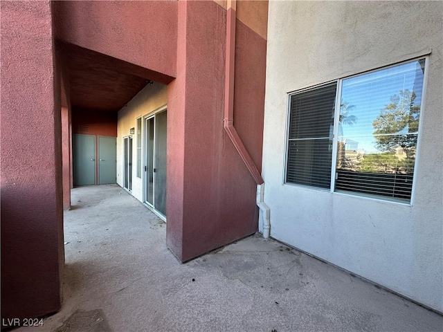 exterior space with stucco siding