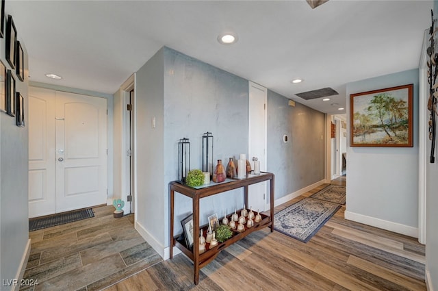 hall featuring hardwood / wood-style flooring