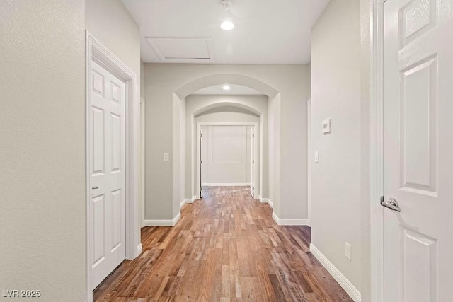 hallway featuring hardwood / wood-style flooring