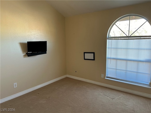 empty room with carpet and lofted ceiling