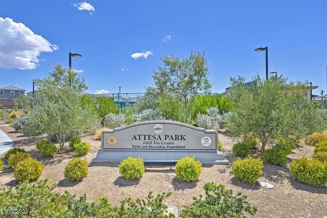 view of community sign