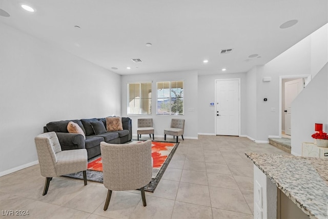 view of tiled living room