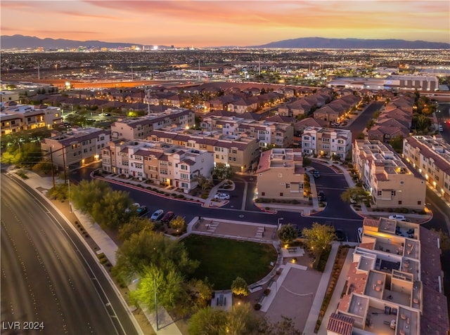 view of aerial view at dusk