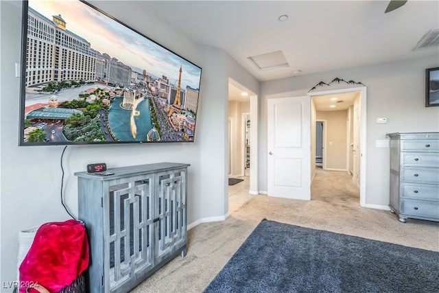 hallway featuring carpet flooring