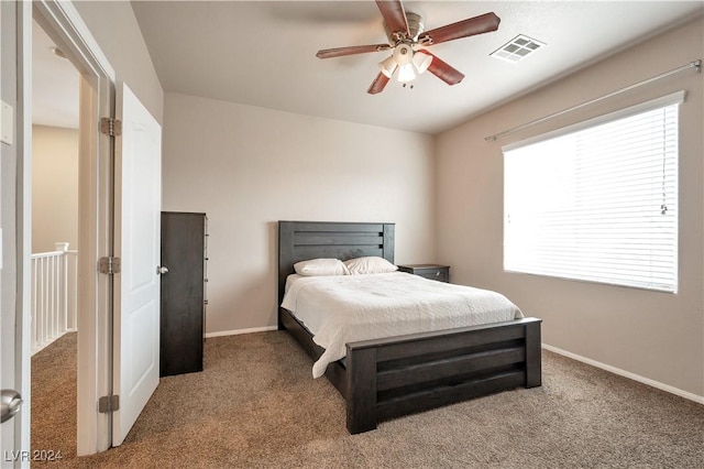 bedroom with carpet floors and ceiling fan