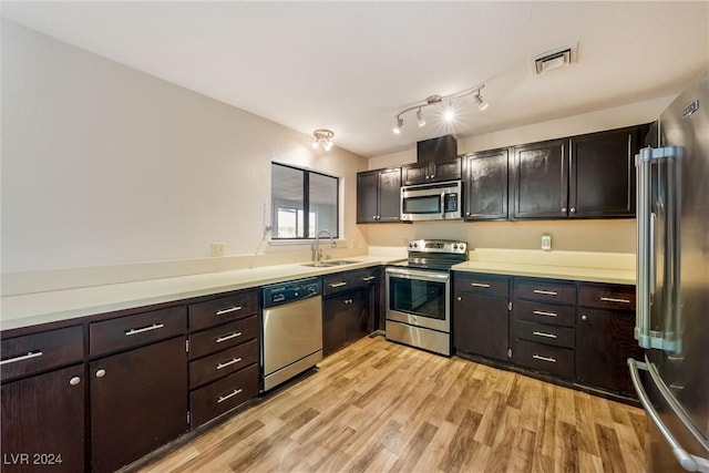 kitchen with sink, dark brown cabinets, and appliances with stainless steel finishes