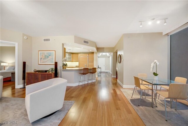 interior space with light hardwood / wood-style flooring