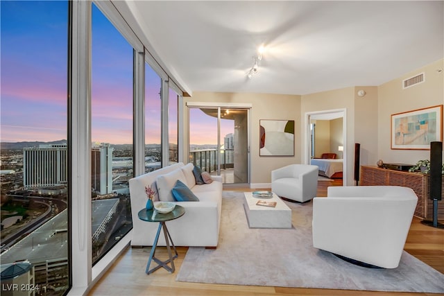 living room featuring light hardwood / wood-style flooring