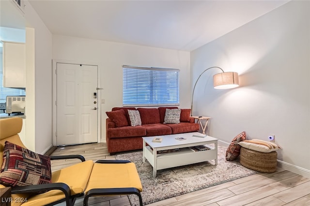 living room featuring light hardwood / wood-style flooring