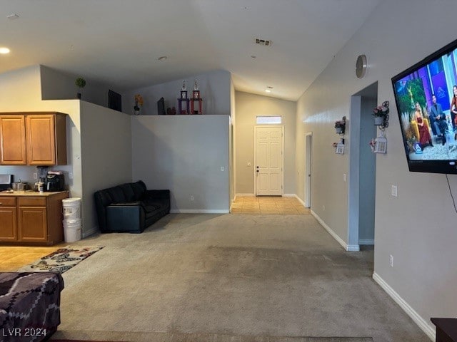 interior space featuring lofted ceiling