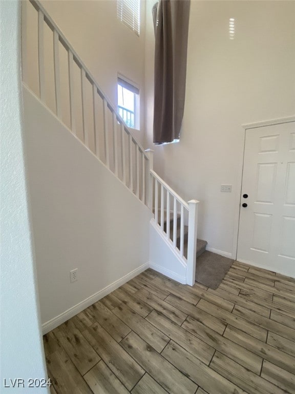 entrance foyer with light hardwood / wood-style floors