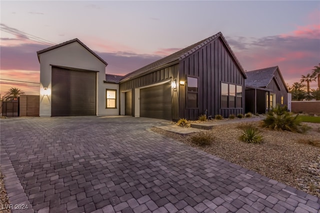 view of front of home with a garage