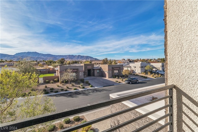 exterior space featuring a mountain view