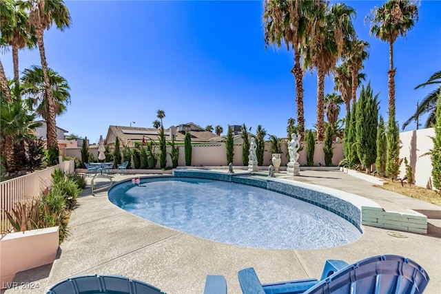 view of swimming pool with a patio