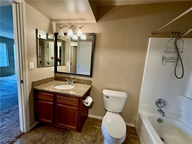 full bathroom with tile patterned floors, vanity, toilet, and bathing tub / shower combination