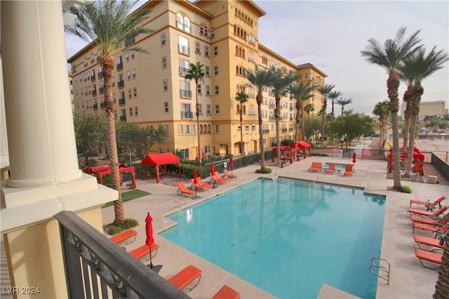 view of pool with a patio area