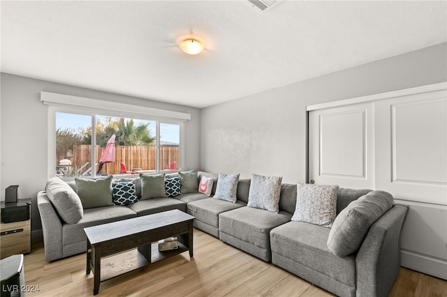 living room with light hardwood / wood-style flooring