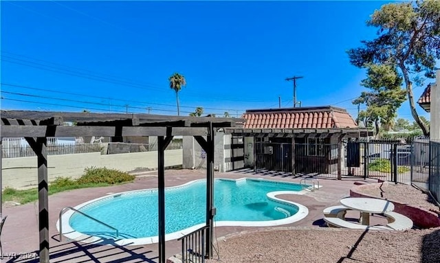 view of swimming pool with a patio area