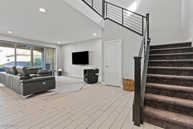 living room featuring light hardwood / wood-style flooring