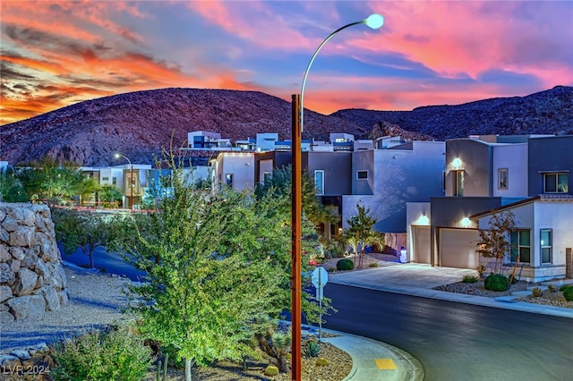 exterior space featuring a mountain view