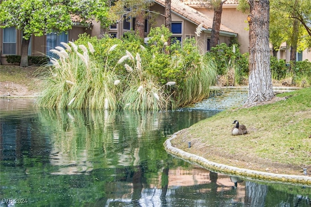 exterior space featuring a water view