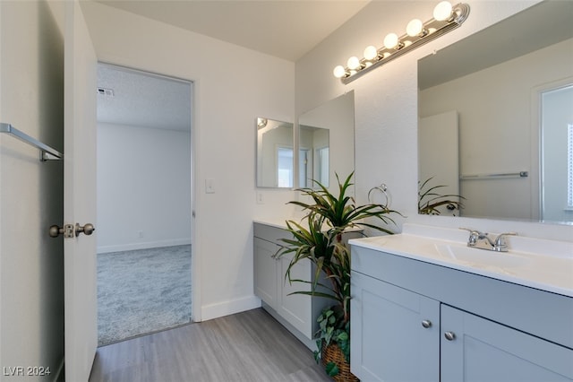 bathroom featuring vanity and hardwood / wood-style floors