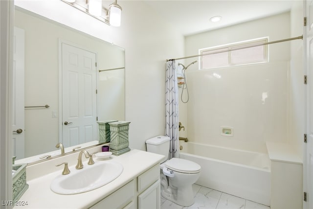 full bathroom featuring vanity, shower / bathing tub combination, and toilet