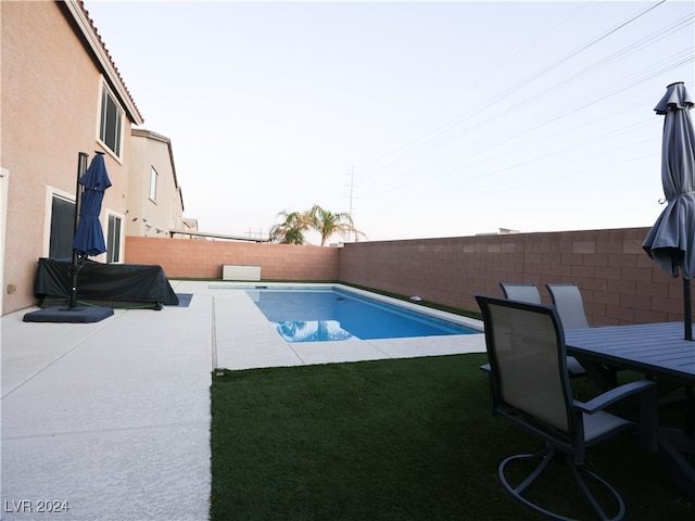 view of swimming pool with a patio