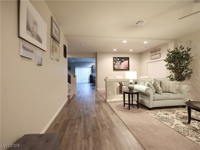 living room with wood-type flooring