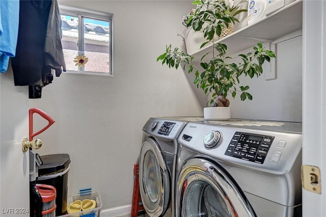 clothes washing area with independent washer and dryer