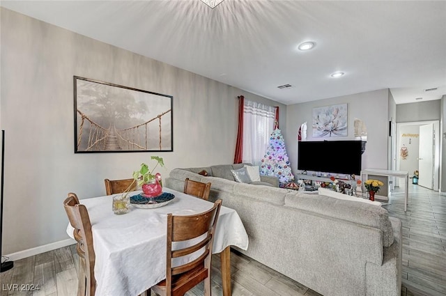 living room with hardwood / wood-style flooring