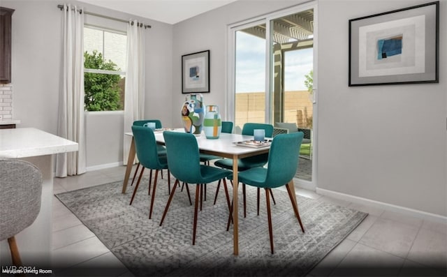 view of tiled dining room