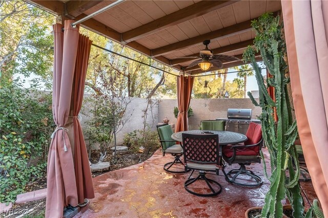 view of patio with ceiling fan