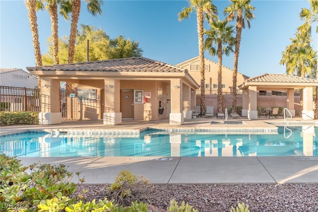 view of pool featuring a patio area