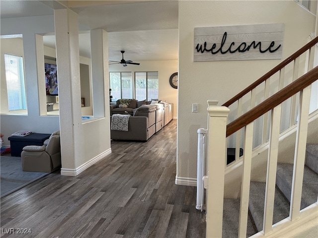 hallway featuring dark hardwood / wood-style flooring