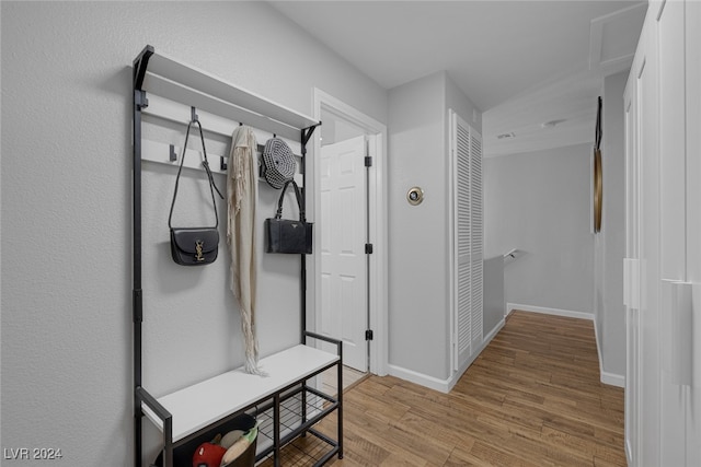 mudroom featuring light hardwood / wood-style floors